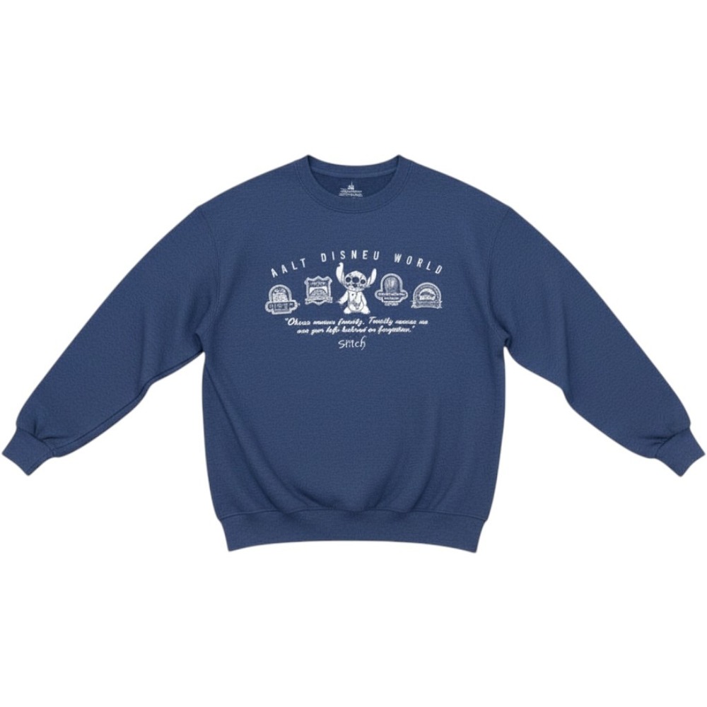 Disney Parks Walt Disney World Stitch Ohana Blue Sweatshirt XL Side Pockets